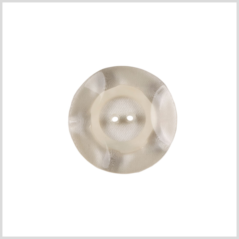 Plastic 2-Hole Button - 32L/20mm - Clear and White Ring