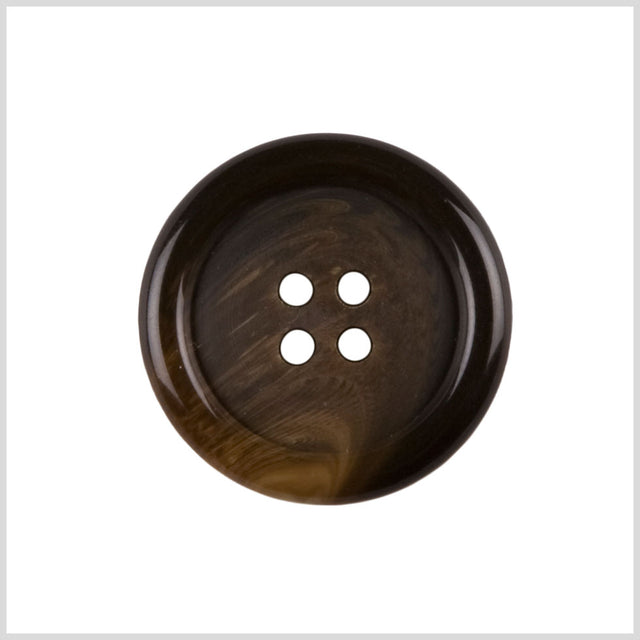 Plastic 4-Hole Button - 44L/28mm - Dark Brown and Tan Swirled Tire Rim