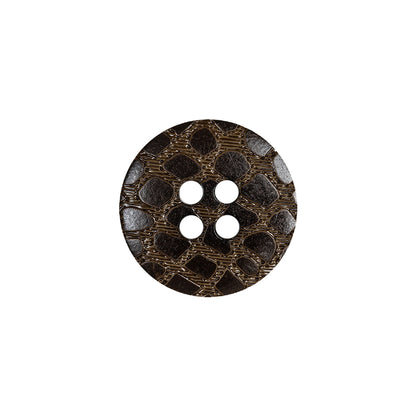 Dark Brown and Chestnut Reptile-Esque 4-Hole Button - 28L/18mm