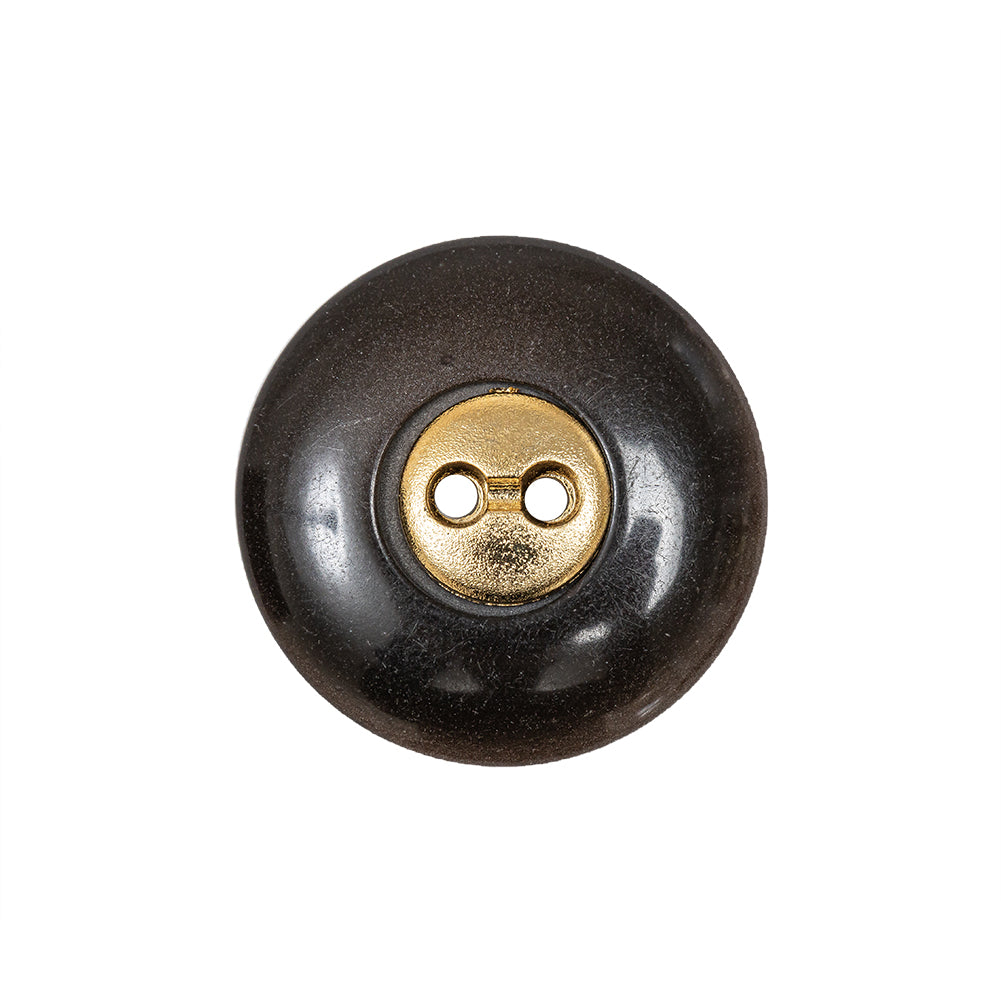 Brown with Gold Inset Two-Hole Saucer Button - 36L/23mm - Detail