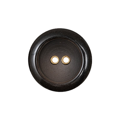 Brown with Gold Inset Two-Hole Saucer Button - 36L/23mm