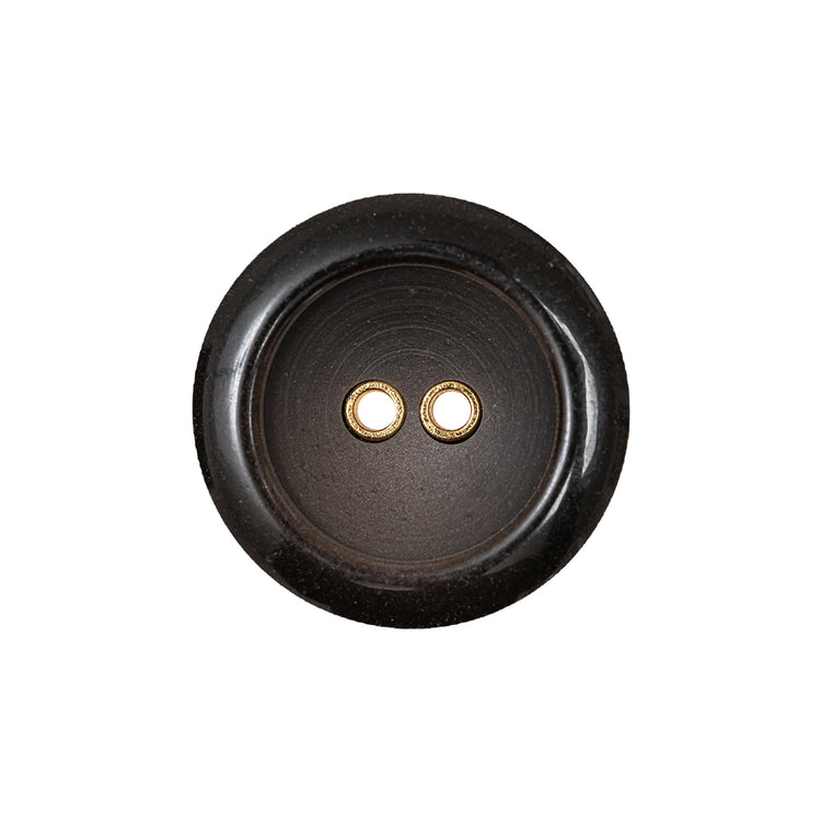 template--25130090922057__main-Brown with Gold Inset Two-Hole Saucer Button - 36L/23mm