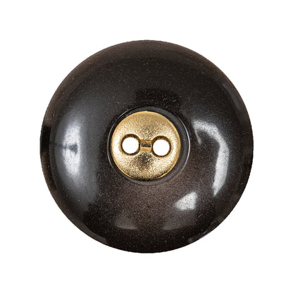 Brown with Gold Inset Two-Hole Saucer Button - 44L/28mm - Detail