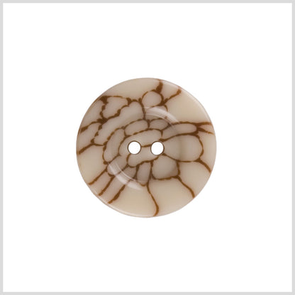 Plastic 2-Hole Button - 40L/25.5mm - Beige and Brown Abstract Outlines