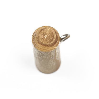 Natural Rod-Style Wood Toggle with Silver Metal Shank Back - 33L/21mm - Full