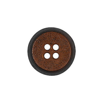 Gingerbread and Deep Charcoal Speckled Textured 4-Hole Molded Plastic Button - 32L/20mm
