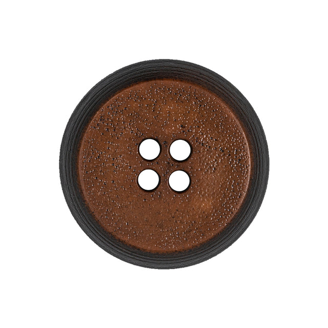 Gingerbread and Deep Charcoal Speckled Textured 4-Hole Molded Plastic Button - 40L/25.5mm