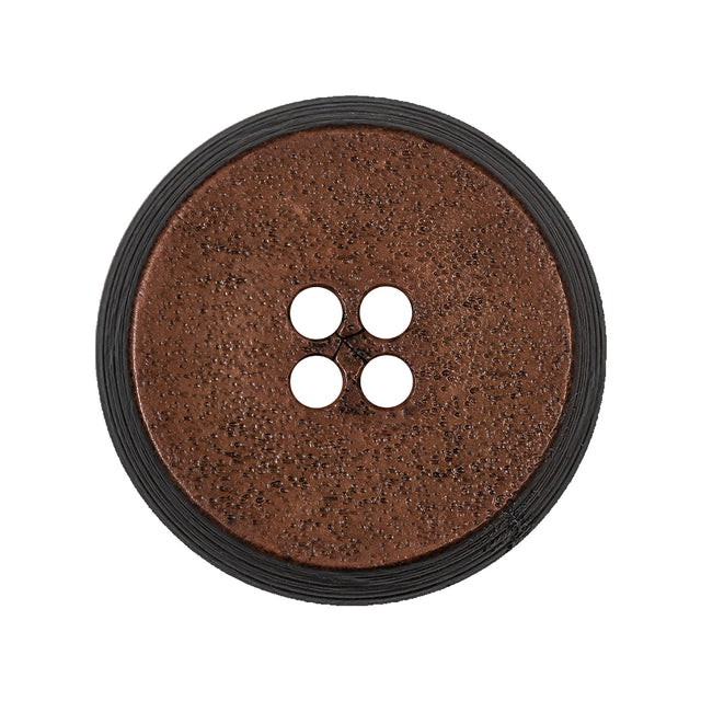 Gingerbread and Deep Charcoal Speckled Textured 4-Hole Molded Plastic Button - 45L/29mm