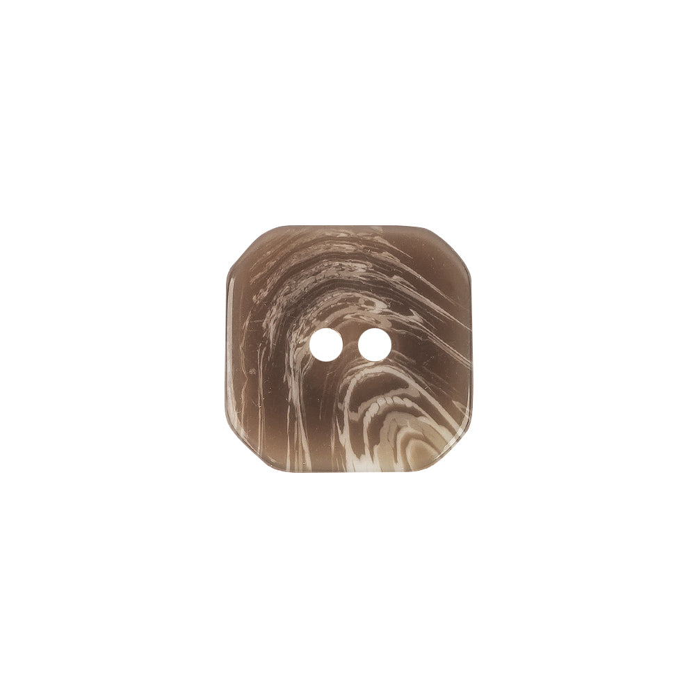 Brown and Gray Swirls Square 2-Hole Plastic Button - 28L/18mm Detail