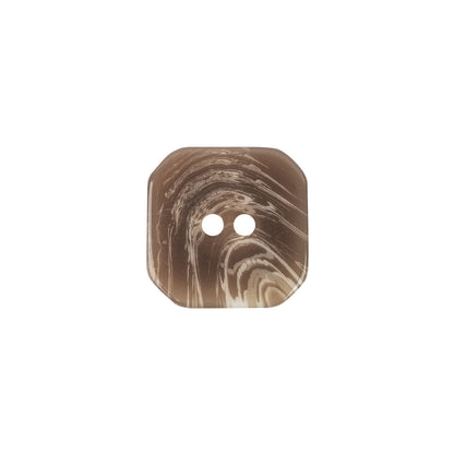 Brown and Gray Swirls Square 2-Hole Plastic Button - 28L/18mm Detail