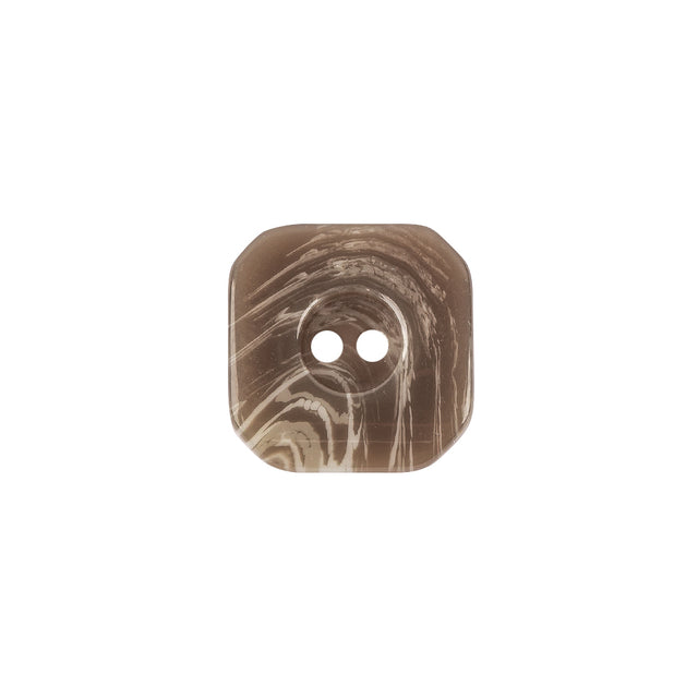 Brown and Gray Swirls Square 2-Hole Plastic Button - 28L/18mm