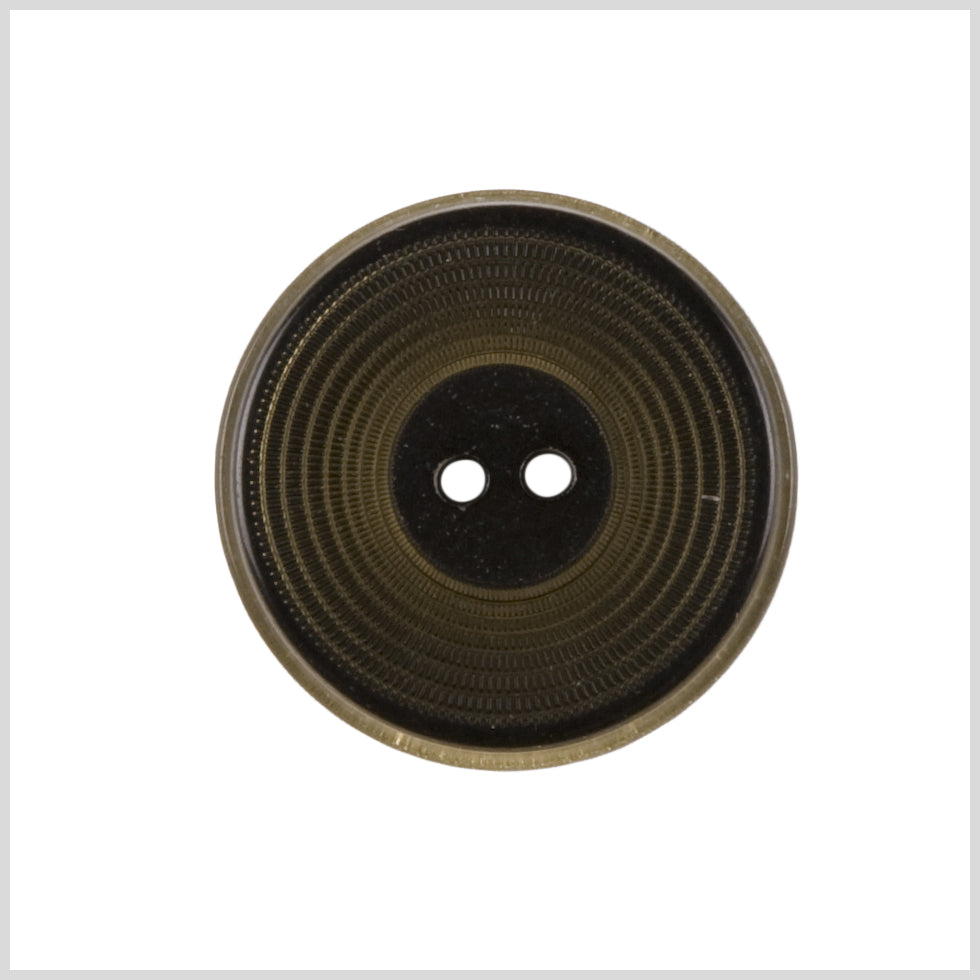 Plastic 2-Hole Button - 36L/23mm - Brown Ribbed Concentric Rings