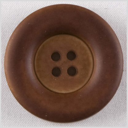 Plastic 4-Hole Button - 42L/27mm - Matte Brown Wide Rolled Rim