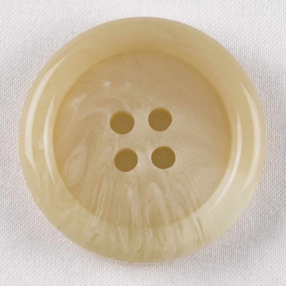 Plastic 4-Hole Button - 44L/28mm - Beige and White Swirls Rolled Rim