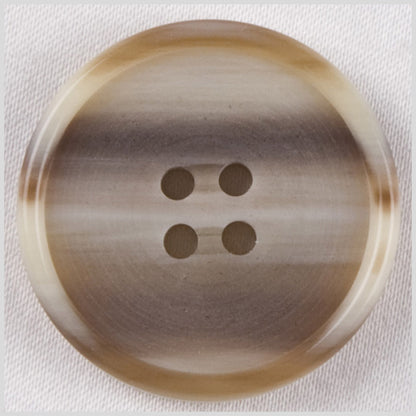Plastic 4-Hole Button - 40L/25.5mm - Brown, Dark Beige and Cream Foggy Striations Narrow Rim