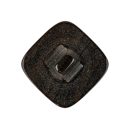 Square Plastic Shank Back Button - 42L/27mm - Black and Brown Animal Stripes and Sparkles Detail