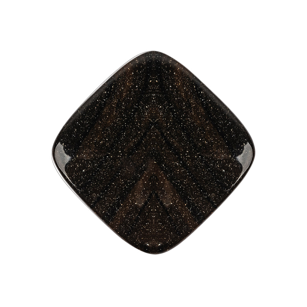 Square Plastic Shank Back Button - 42L/27mm - Black and Brown Animal Stripes and Sparkles