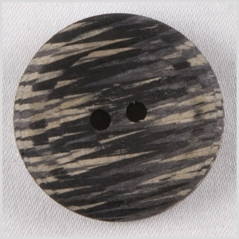 Wood 2-Hole Button - 36L/23mm - Dark Brown and Beige Geometric