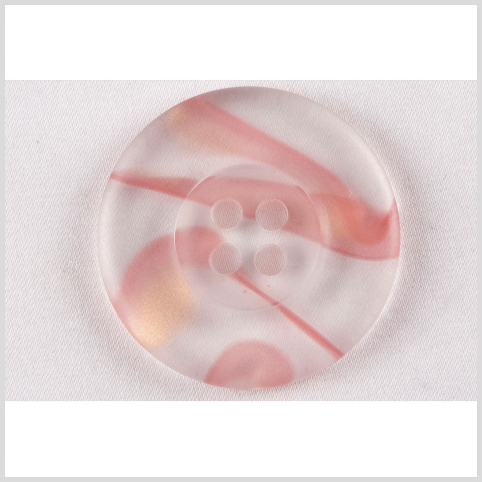 Clear Pink Plastic Button - 28L/18mm