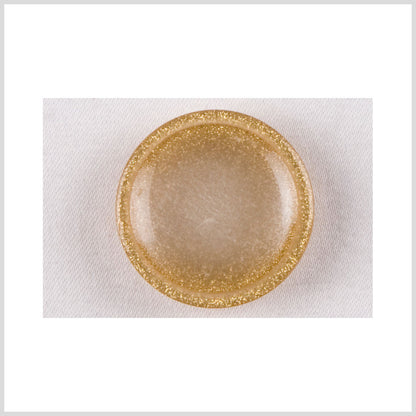 Plastic Shank Back Button - 36L/23mm - Ivory and Gold Glitter Dome