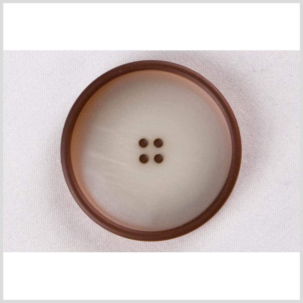 White Brown Plastic Button - 36L/23mm