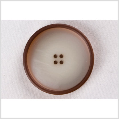 White Brown Plastic Button - 54L/34mm