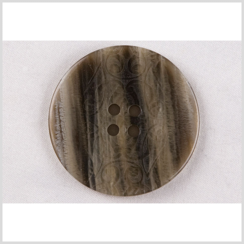 Light Brown, Black and Gray Classical Etched Plastic 4 Hole Button - 60L/38mm