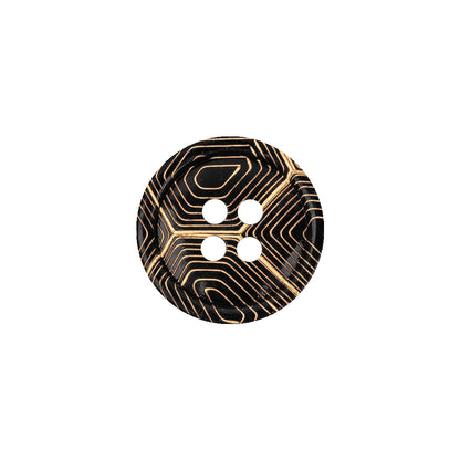 Gold and Black Narrow Rim 4-Hole Blazer Button - 25L/16mm
