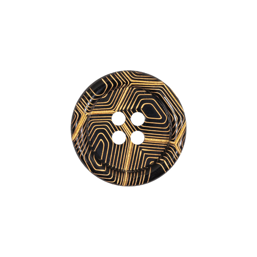 Gold and Black Narrow Rim 4-Hole Blazer Button - 30L/19mm