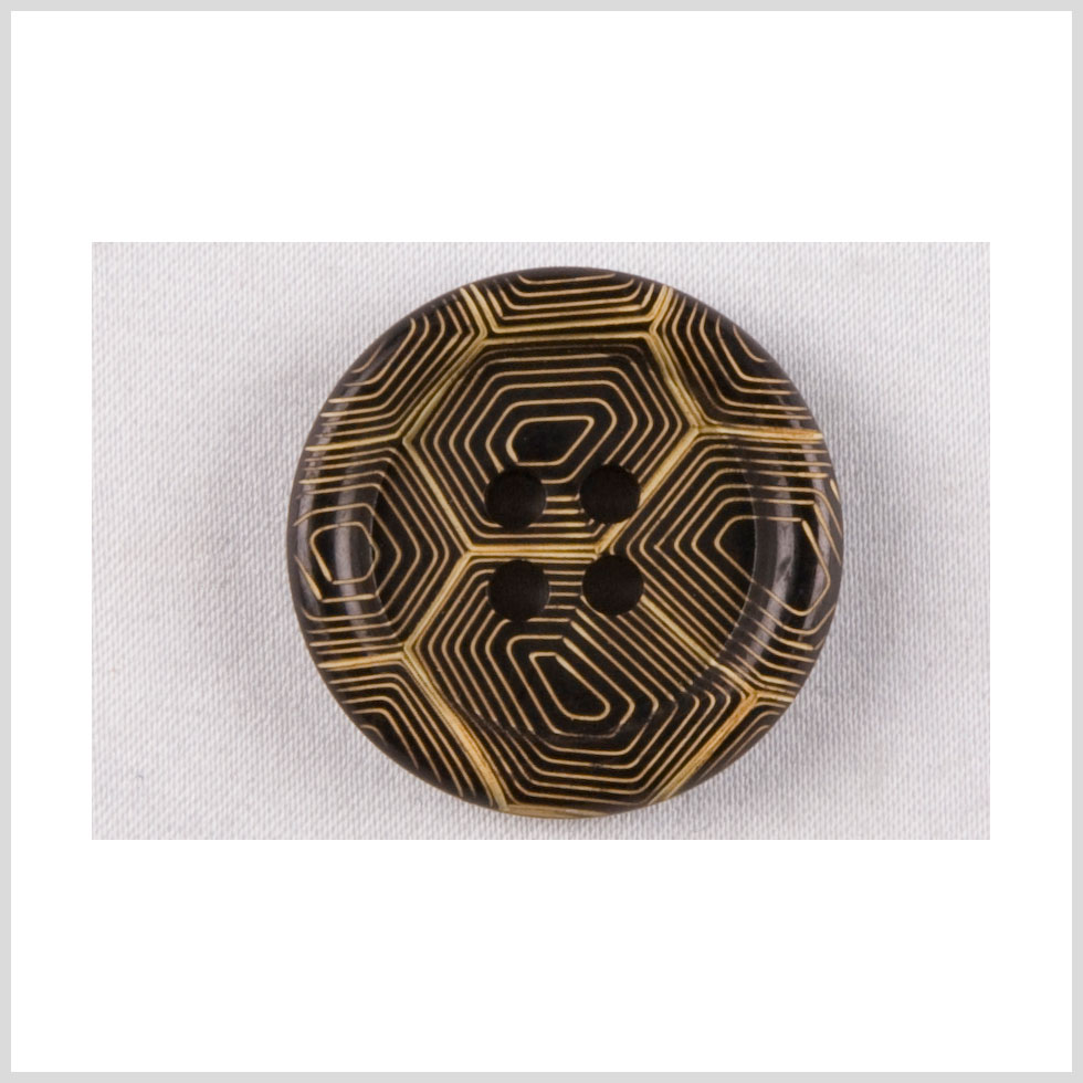 Gold Black Horn Button - 32L/20mm