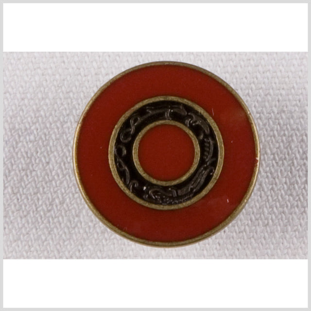 Red/Brass Metal Coat Button - 32L/20mm