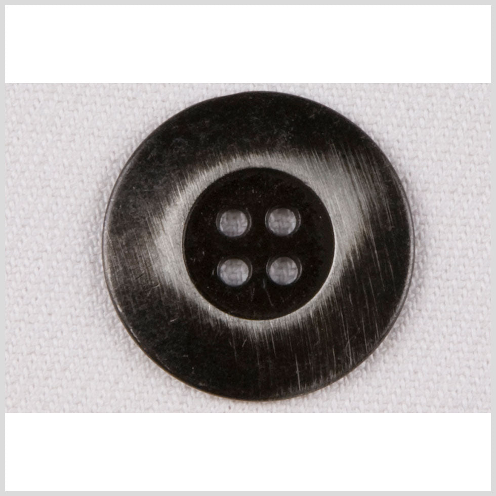 Metal 4-Hole Button - 40L/25.5mm - Gunmetal Flat Rim with Distressed Streaks