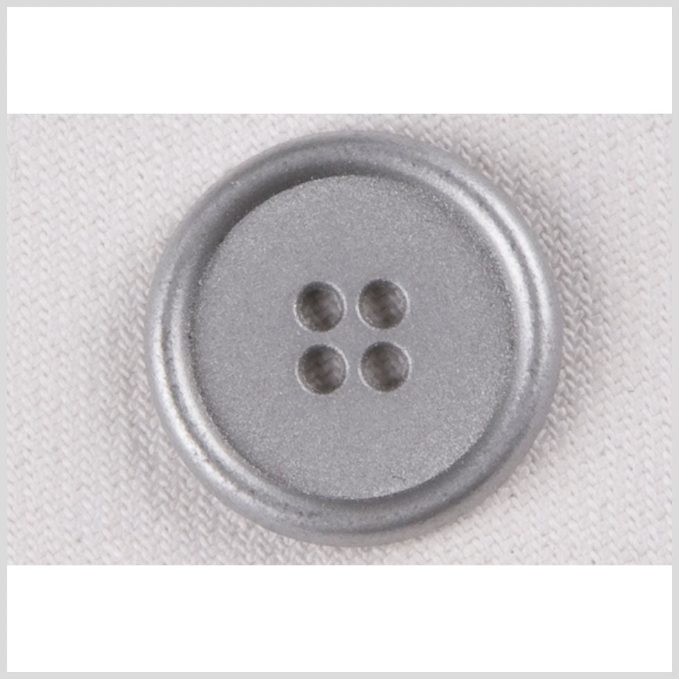Silver 4-Hole Metal Coat Button with Rounded Rim - 36L/23mm