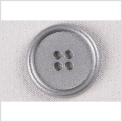 Silver 4-Hole Metal Coat Button with Rounded Rim - 36L/23mm