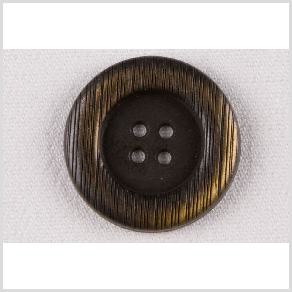 Metal 4-Hole Button - 44L/28mm - Brass Rolled Rim with Engraved Lines