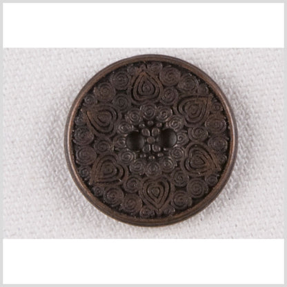 Decorative Brass 2-Hole Metal Button with Rounded Rim - 28L/18mm