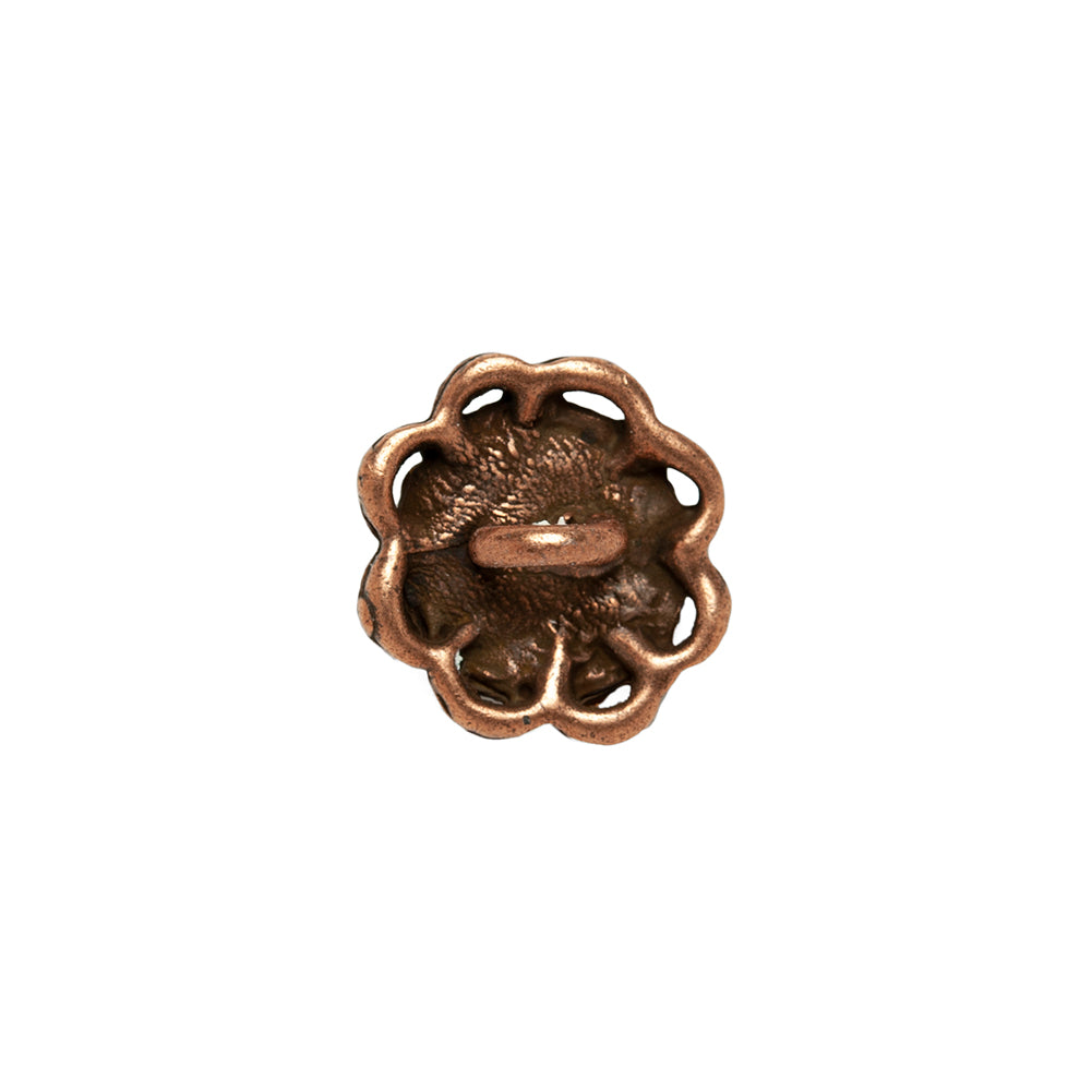 Copper/Orange Rhinestoned Metal Shank Back Button - 22L/14mm - Folded