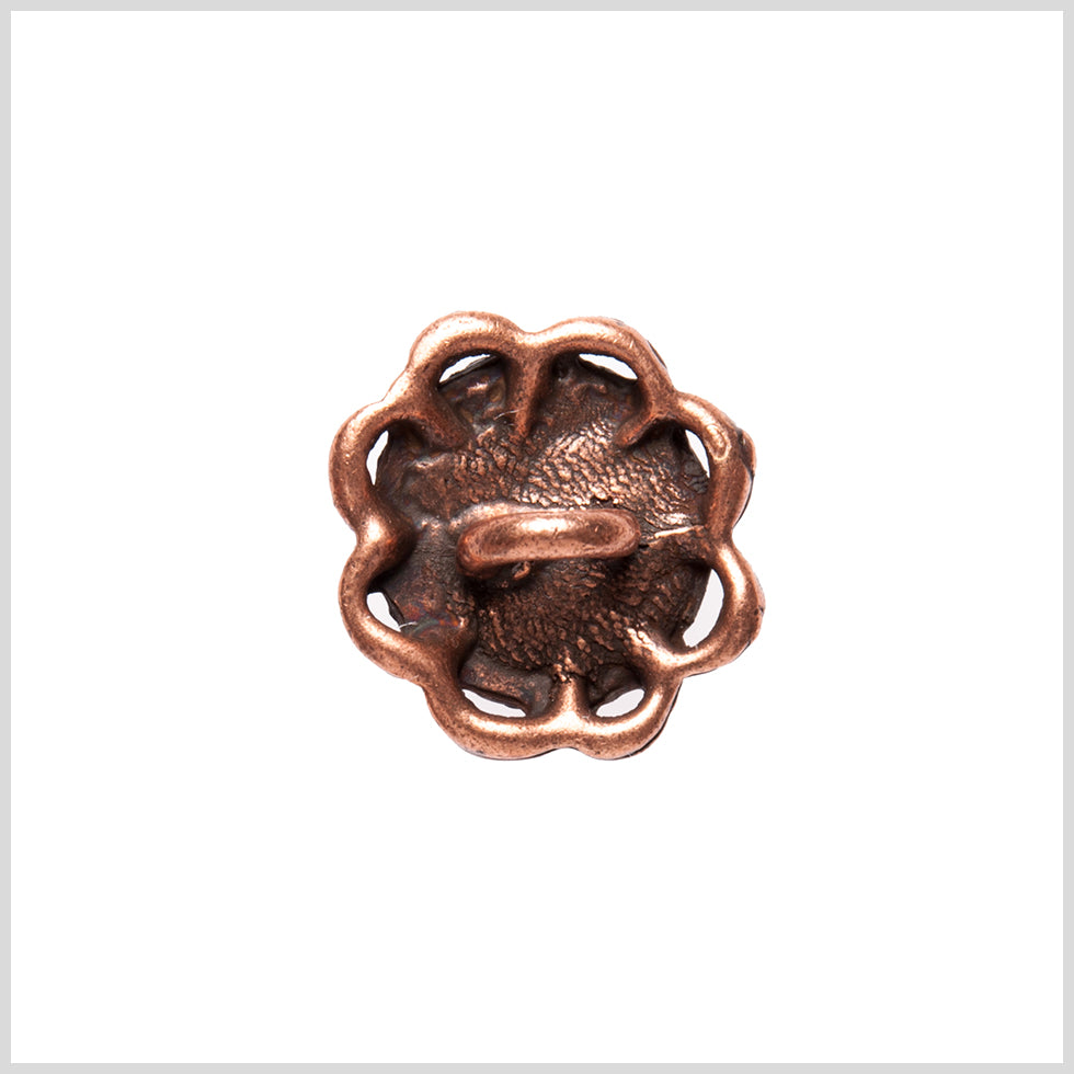 Copper/Orange Rhinestoned Metal Shank Back Button - 22L/14mm - Detail