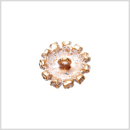 Gold/Peach Rhinestoned Metal Shank Back Button - 22L/14mm - Detail