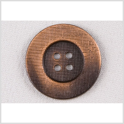 Metal 4-Hole Button - 40L/25.5mm - Copper Grid Textured