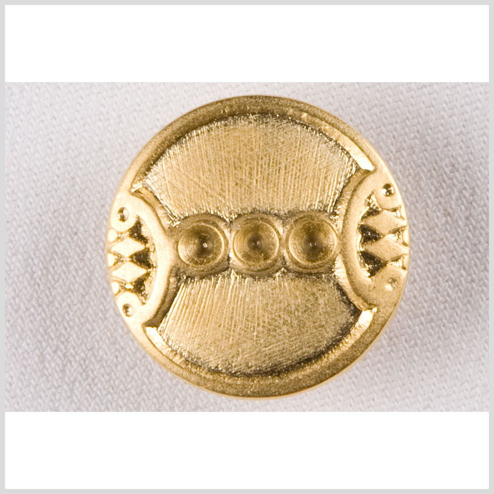 Metal Shank Back Button - 24L/15mm - Bright Gold Circles and Diamonds