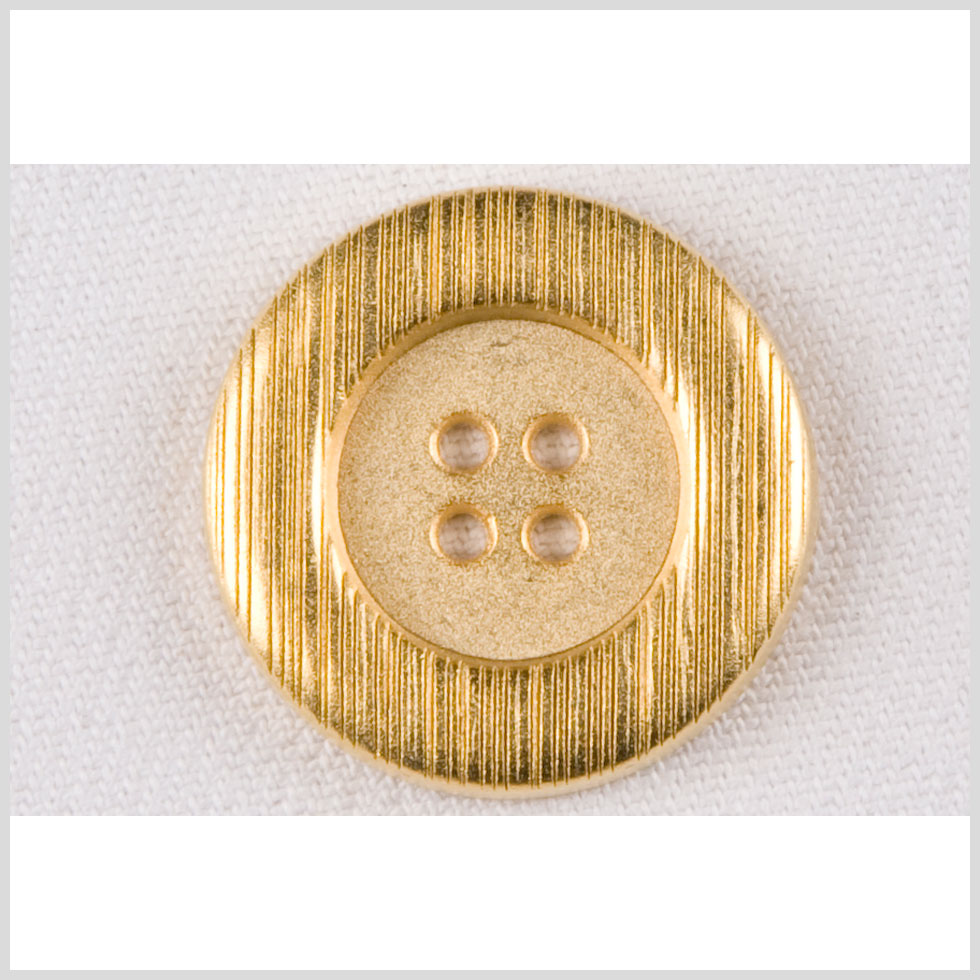Metal 4-Hole Button - 44L/28mm - Gold Rolled Rim with Engraved Lines