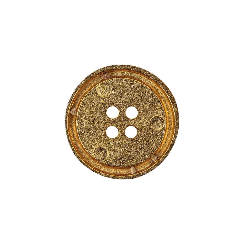 Metal 4-Hole Button - 32L/20mm - Gold Radiating Grooves Detail