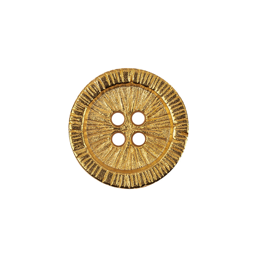 Metal 4-Hole Button - 32L/20mm - Gold Radiating Grooves