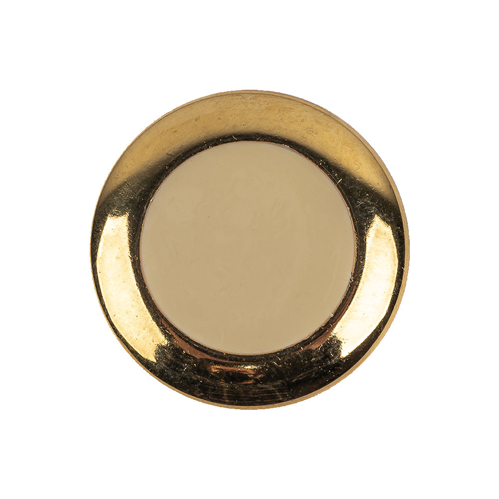 Metallic Gold and Ivory Plastic Shank Back Button - 40L/25.5mm