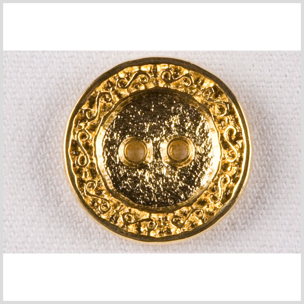 Metal 2-Hole Button - 36L/23mm - Gold Textured with Swirls Rim