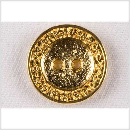 Metal 2-Hole Button - 36L/23mm - Gold Textured with Swirls Rim