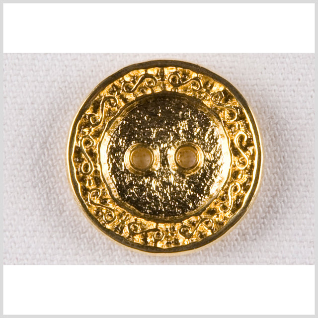 Metal 2-Hole Button - 36L/23mm - Gold Textured with Swirls Rim