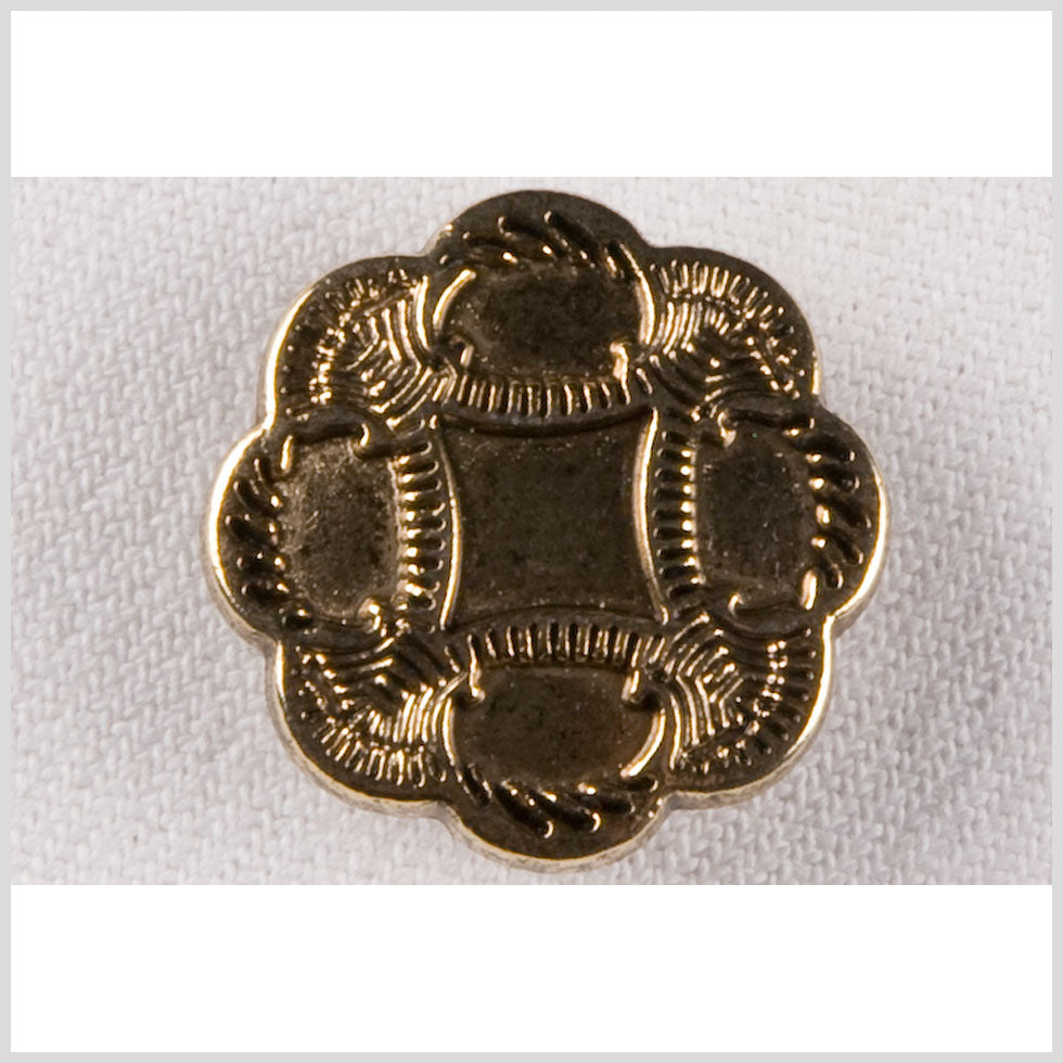 Metal Shank Back Button - 36L/23mm - Cloud Shaped Gold with Ornate Borders