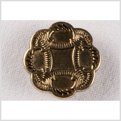 Metal Shank Back Button - 36L/23mm - Cloud Shaped Gold with Ornate Borders